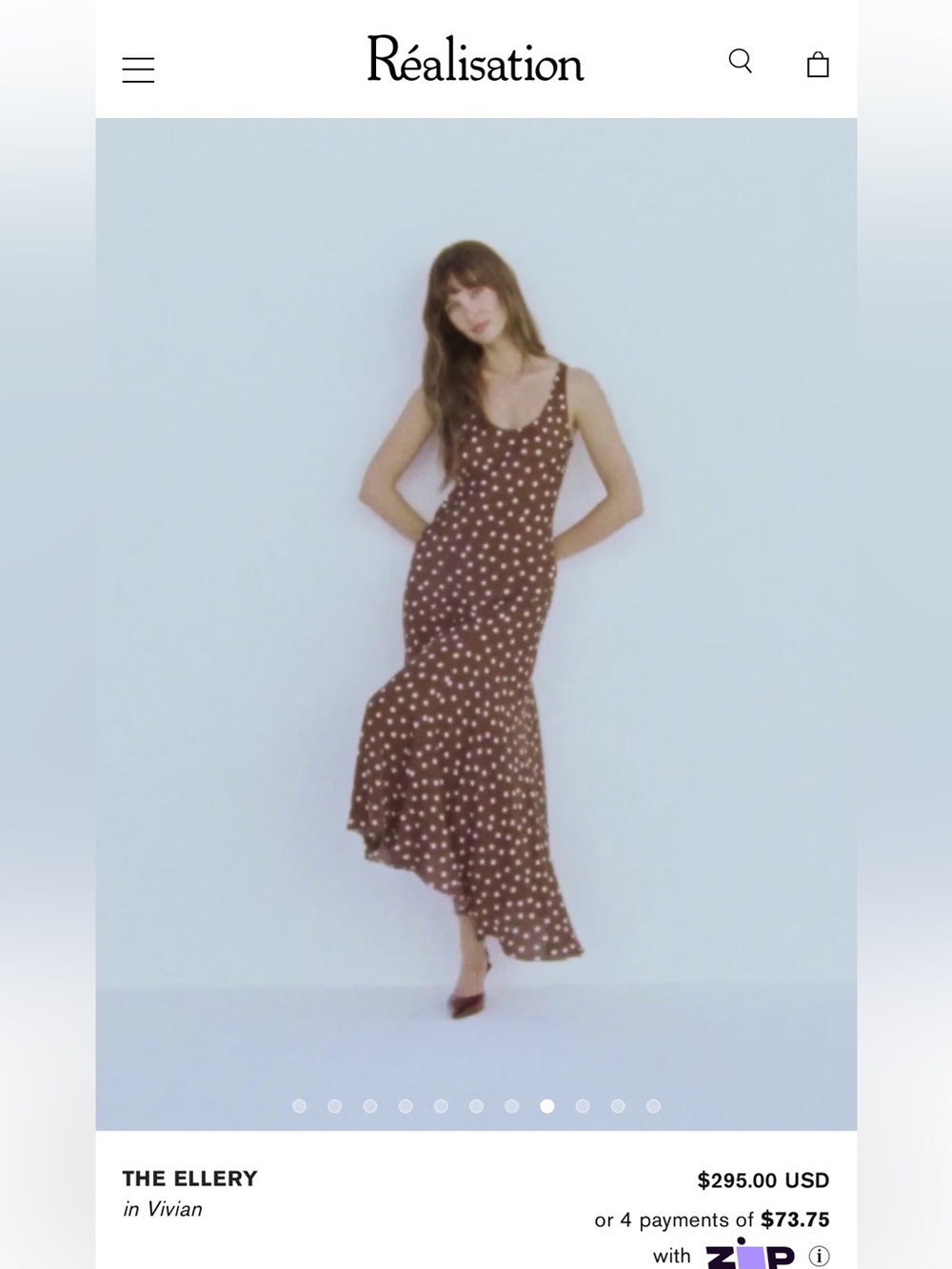 Réalisation Par Brown Polka Dot Midi Dress